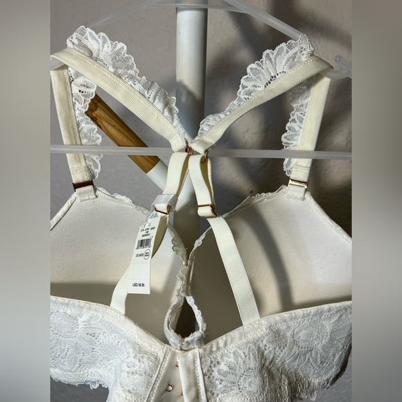 NWT 34DD White Aerie Balconette Bra with gold Halter Back option - Picture 3 of 3